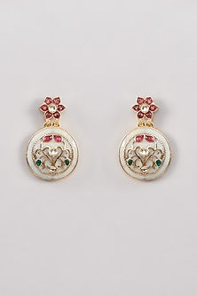Gold Finish Kundan Polki & Mother Of Pearl Necklace Set