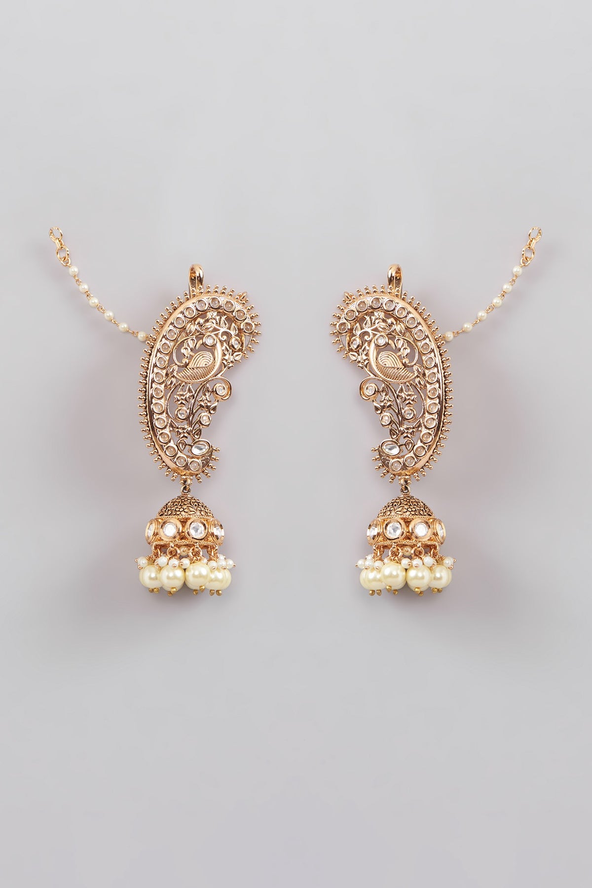 Gold Plated Kundan Polki Jhumka Earrings