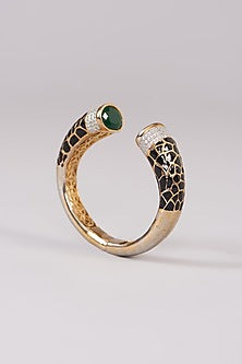 Gold Plated Zircon & Black Onyx Bangle