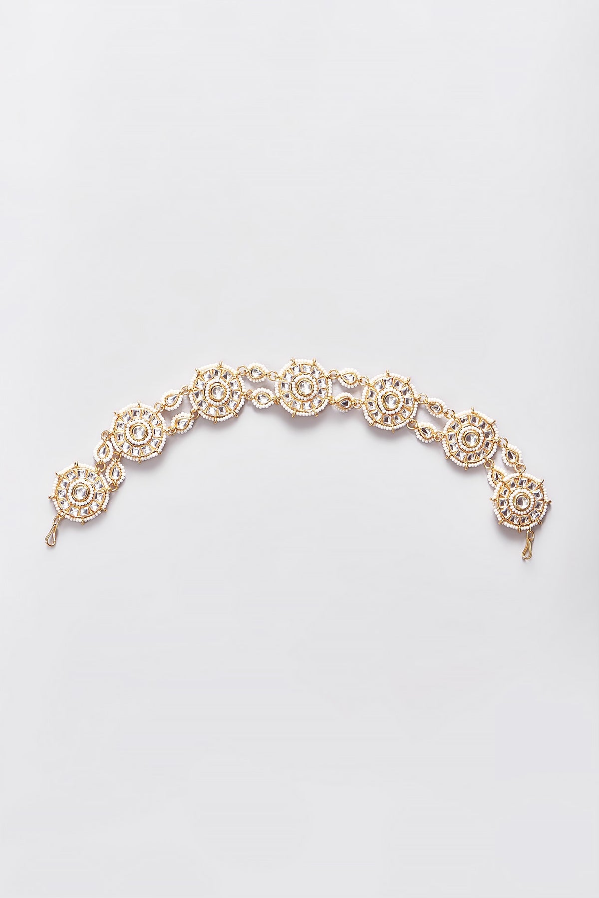 Gold Plated Kundan Polki Floral Mathapatti