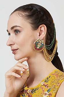 Gold Finish Kundan Polki Dangler Earrings