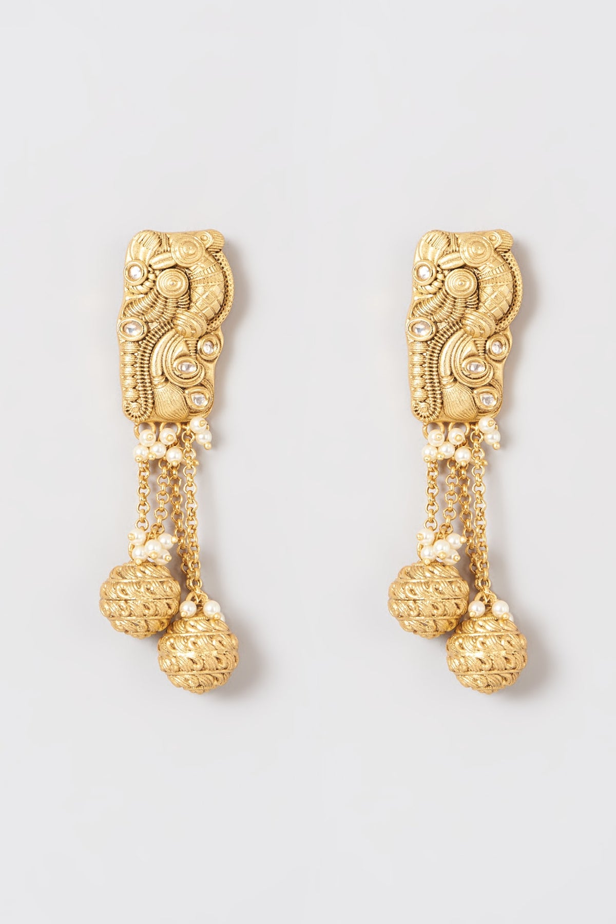 Gold Plated Kundan Polki Danger Earrings