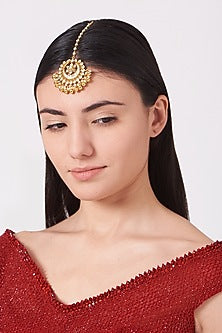 Gold Plated Kundan Polki Maang Tikka