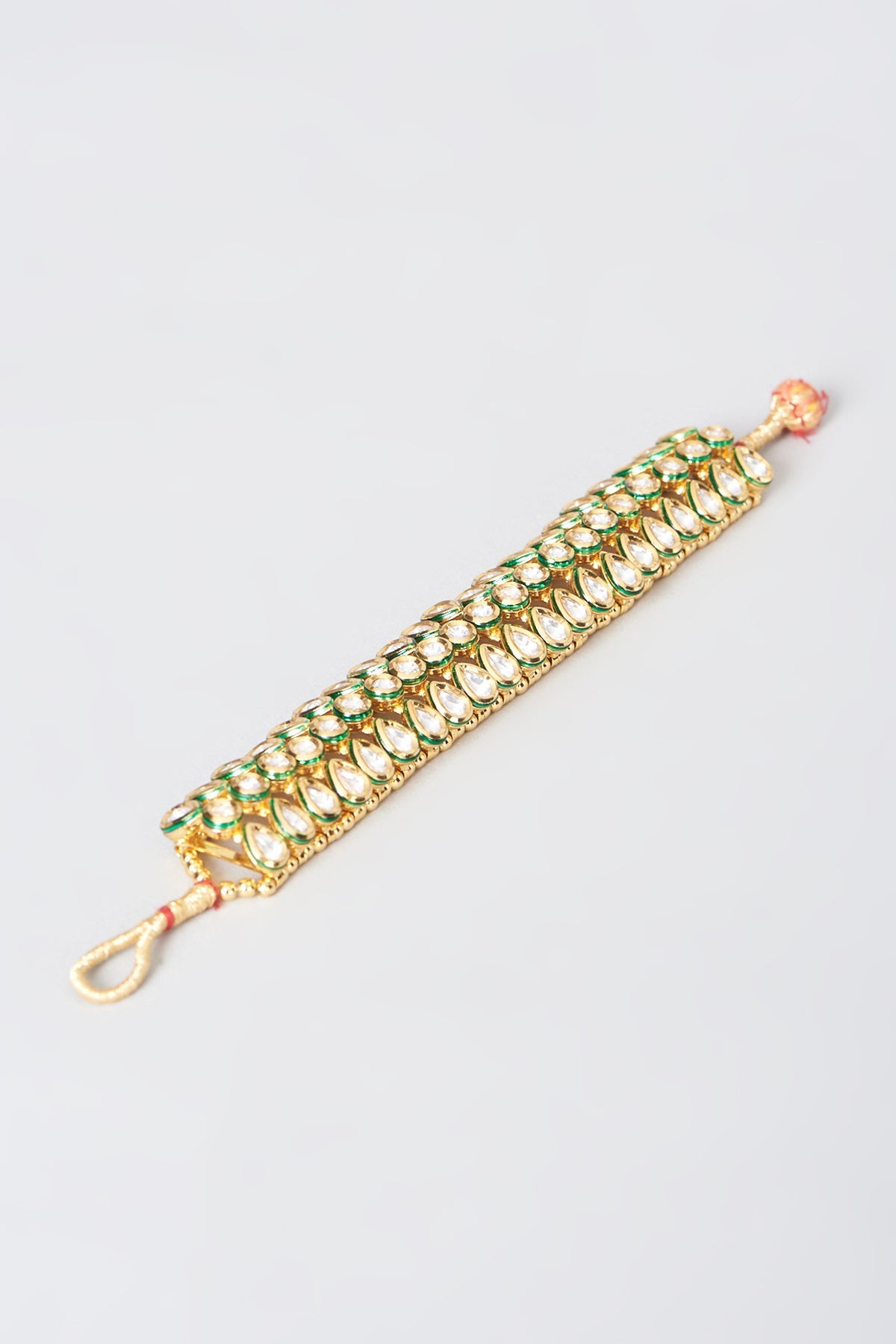 Gold Finish Kundan Polki Bracelet