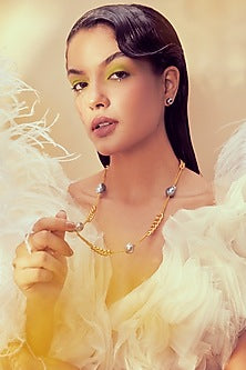 Gold Plated Blue Baroque Pearl Necklace