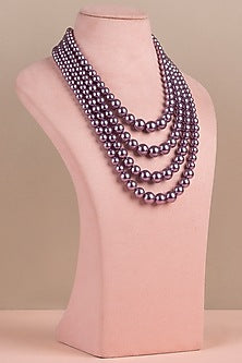 Dark Pink Pearl Layered Necklace