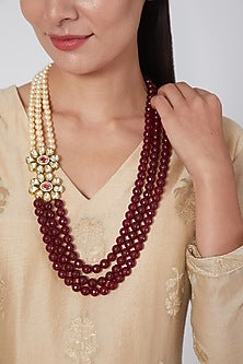 Gold Finish Kundan Polki Pendant Necklace