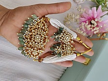 Micro Gold Plated Pachi Kundan & Green Bead Choker Necklace Set