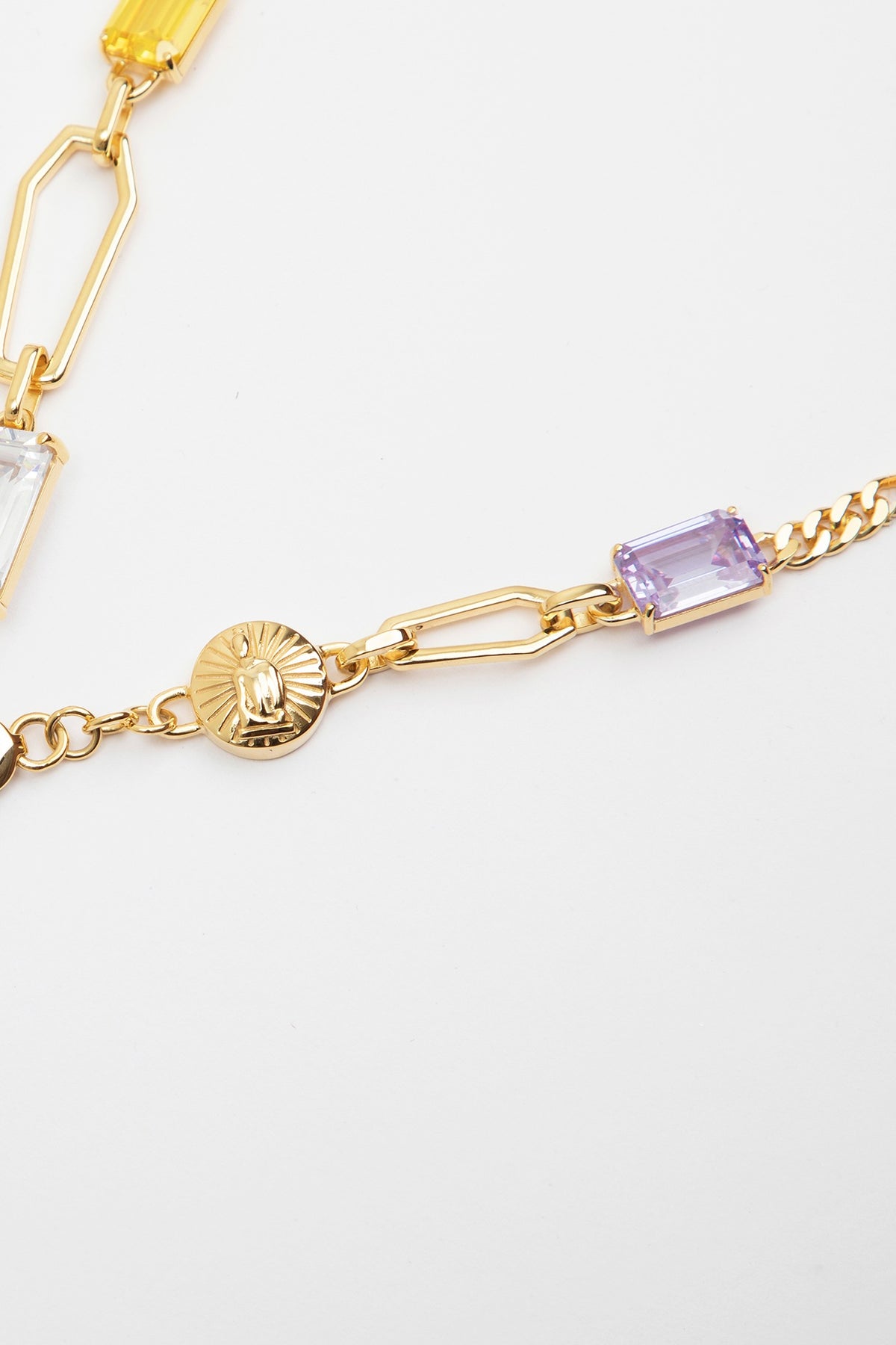 Gold Plated Cubic Zirconia Necklace In Sterling Silver