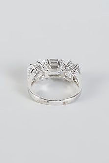 White Finish Asscher-Cut Band In Sterling Silver
