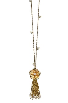 Gold Finish Handcrafted Pearl Long Necklace