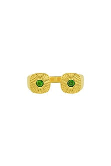 Gold Plated (Water Resistance Premium Plating) Green Zircon Chunky Ring