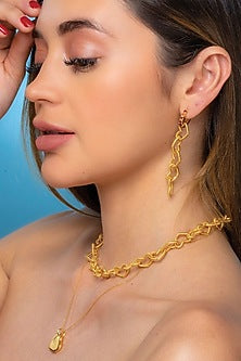 Gold Finish Love-Lock Chain Necklace