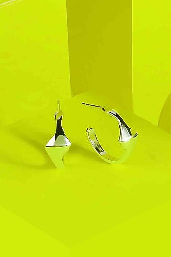 White Finish Lucid Hoop Earrings In Sterling Silver