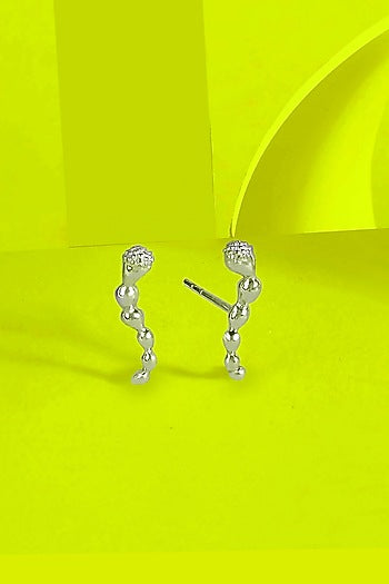 White Finish Morph Stud Earrings In Sterling Silver