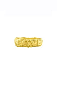 Gold Finish Textured Love Ring