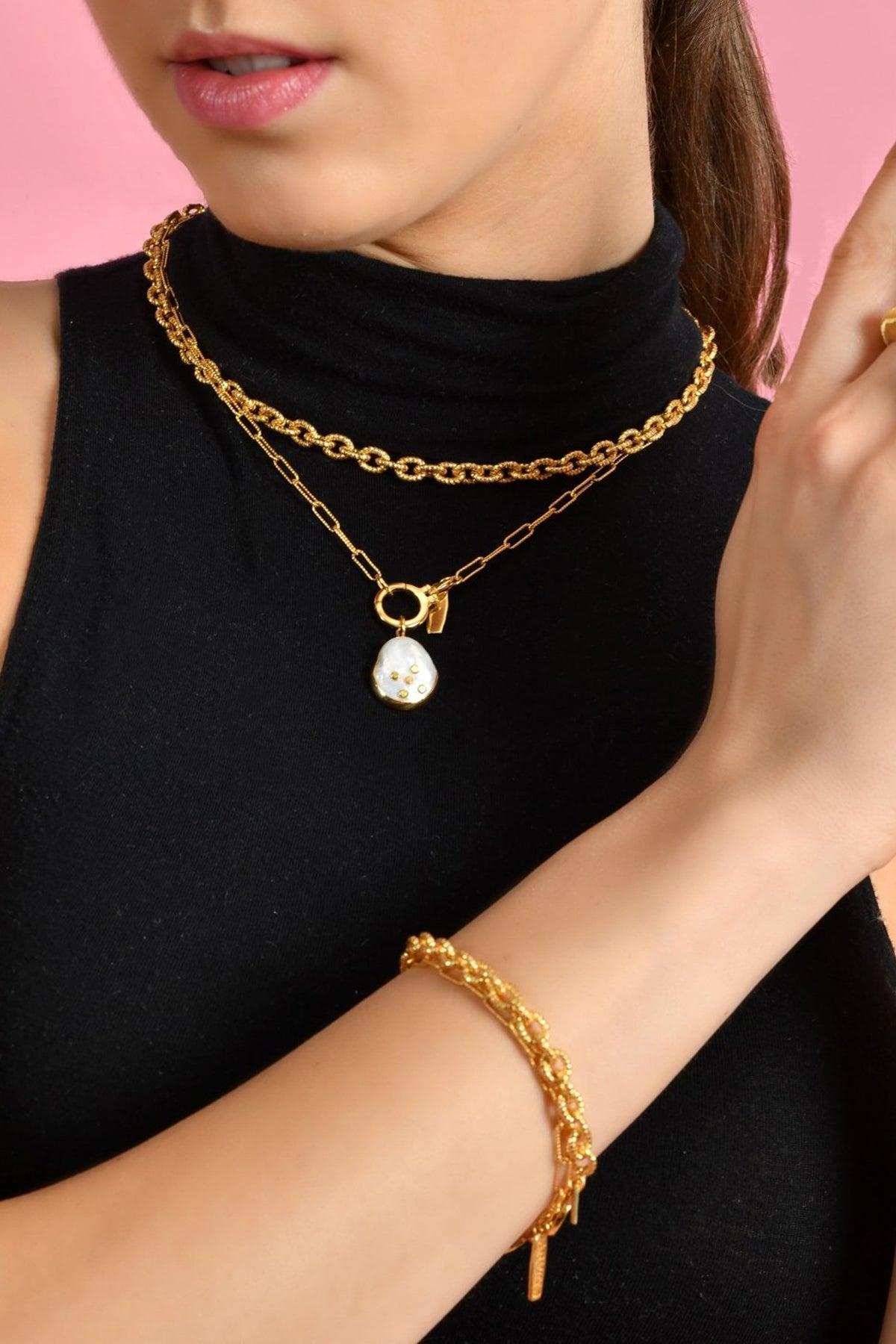 Gold Finish Handcrafted Cable Chain Bracelet