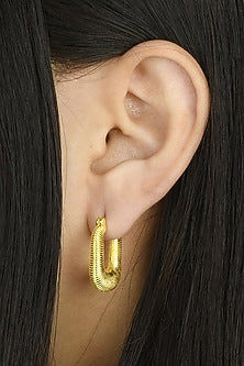 Gold Finish Earrings In Mixed Metal