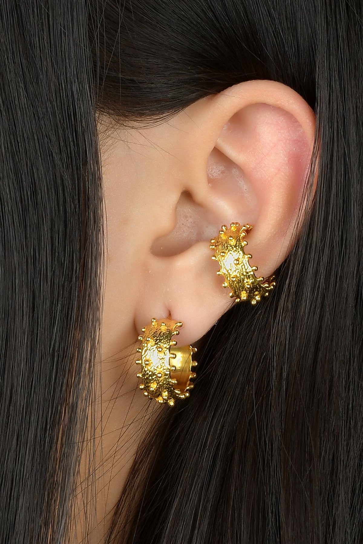Gold Finish Mini Hoop Earrings