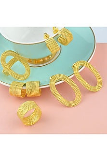 Gold Finish Hoop Earrings In Mixed Metal
