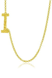Gold Finish I initial Monogram Chain Necklace