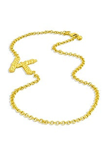 Gold Finish K initial Monogram Chain Necklace