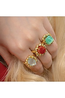 Gold Finish Chrysoprase Gemstone Enchanter Ring