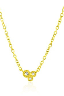 Gold Finish Cubic Zirconia Trio Necklace