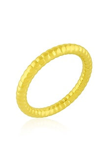 Gold Finish Sculpted Ridge Bangle