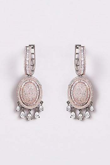 White Finish Zircon Dangler Earrings