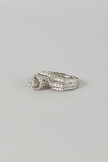 White Finish Swarovski Ring In Sterling Silver
