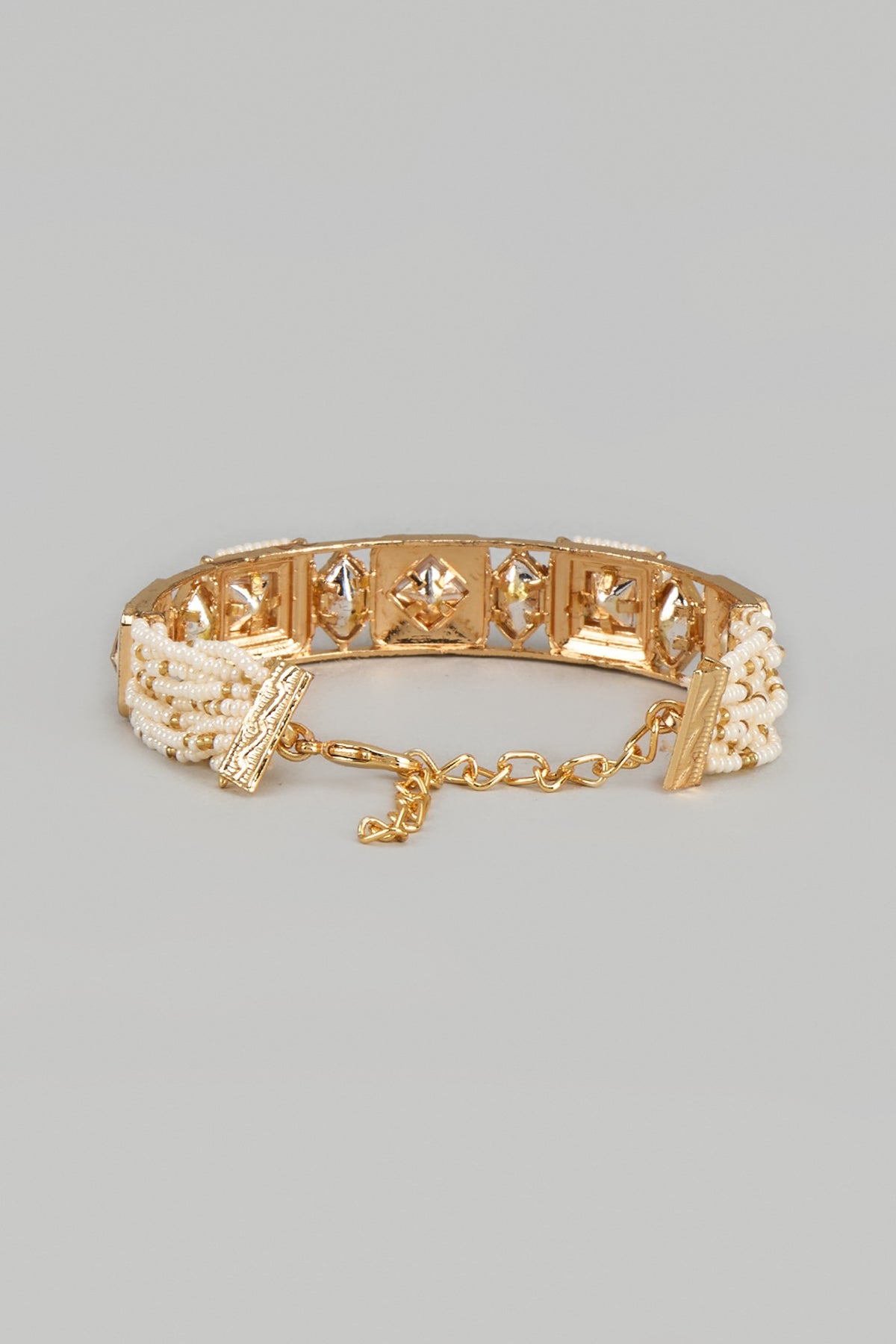 Gold Finish Pearl Meenakari Bracelet
