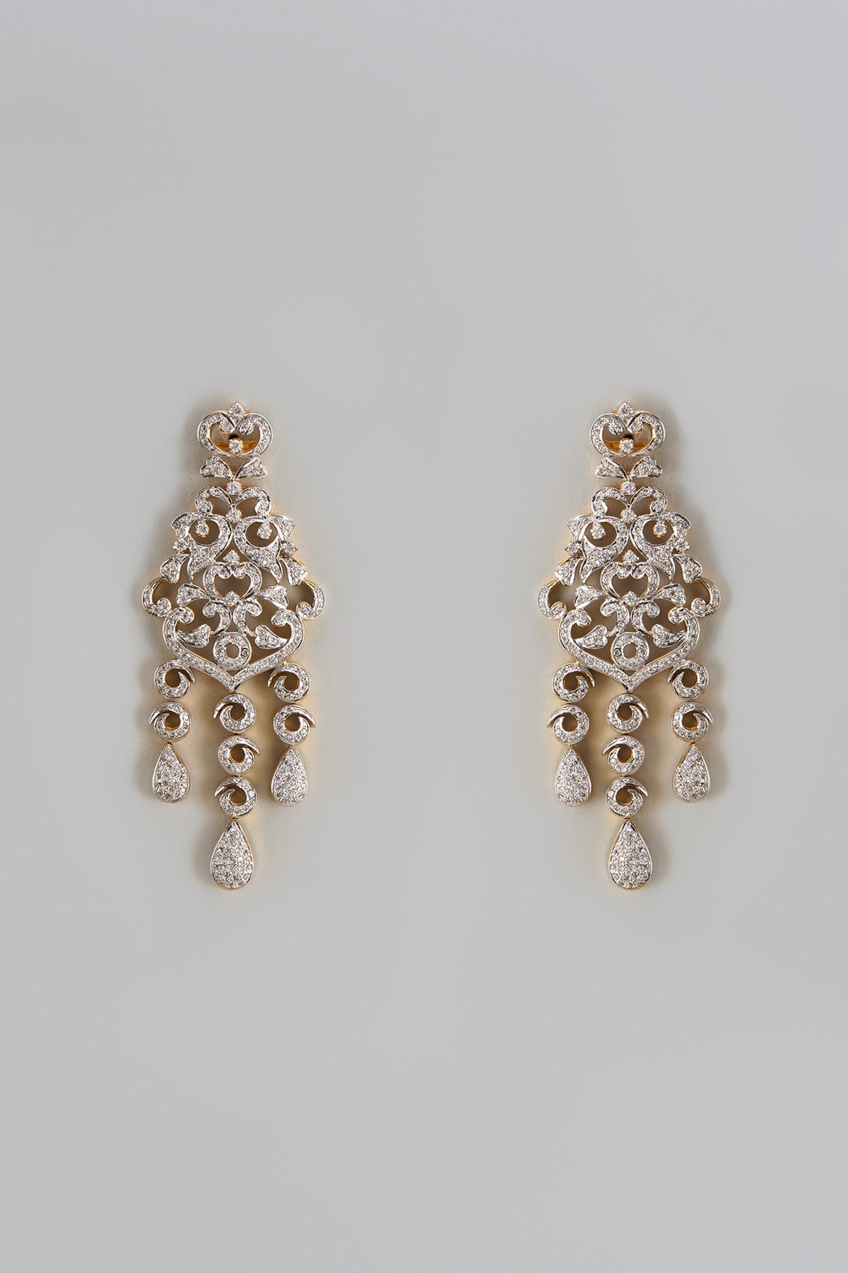 Gold Finish Zircon Dangler Earrings