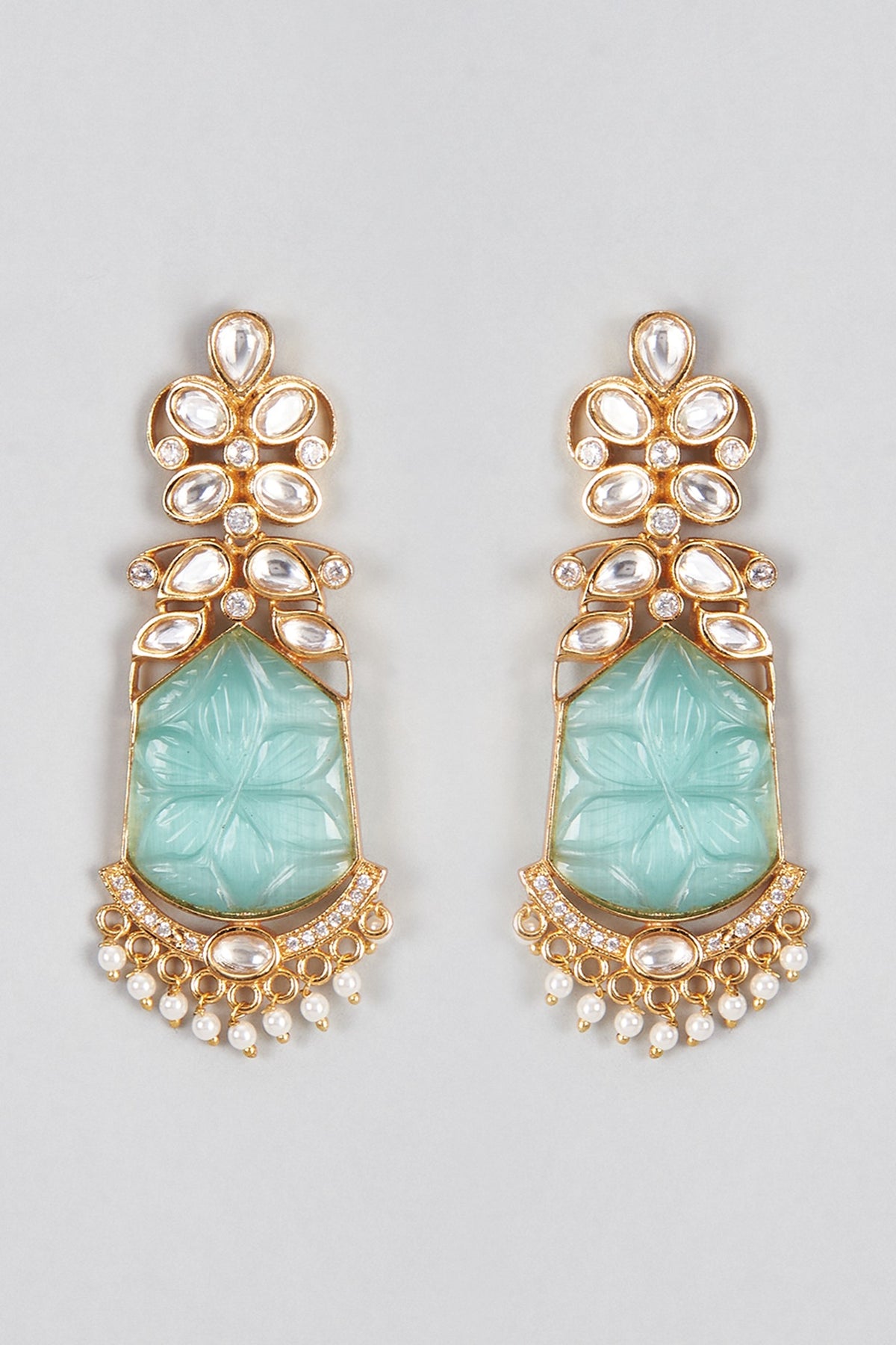 Micro Gold Finish Turquoise Stone Dangler Earrings