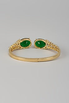 White Finish Zircon & Emerald Stone Kada