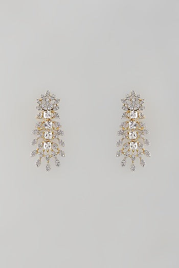 Gold Finish Zircon Dangler Earrings