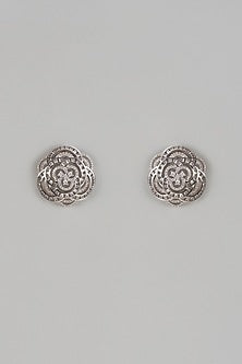 White Finish Zircon Stud Earrings