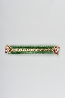 Gold Finish Emerald, Ruby & Bead String Bracelet