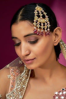 Gold Finish Yellow Kundan Polki Pasa