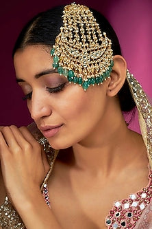 Gold Finish Yellow Kundan Polki Pasa