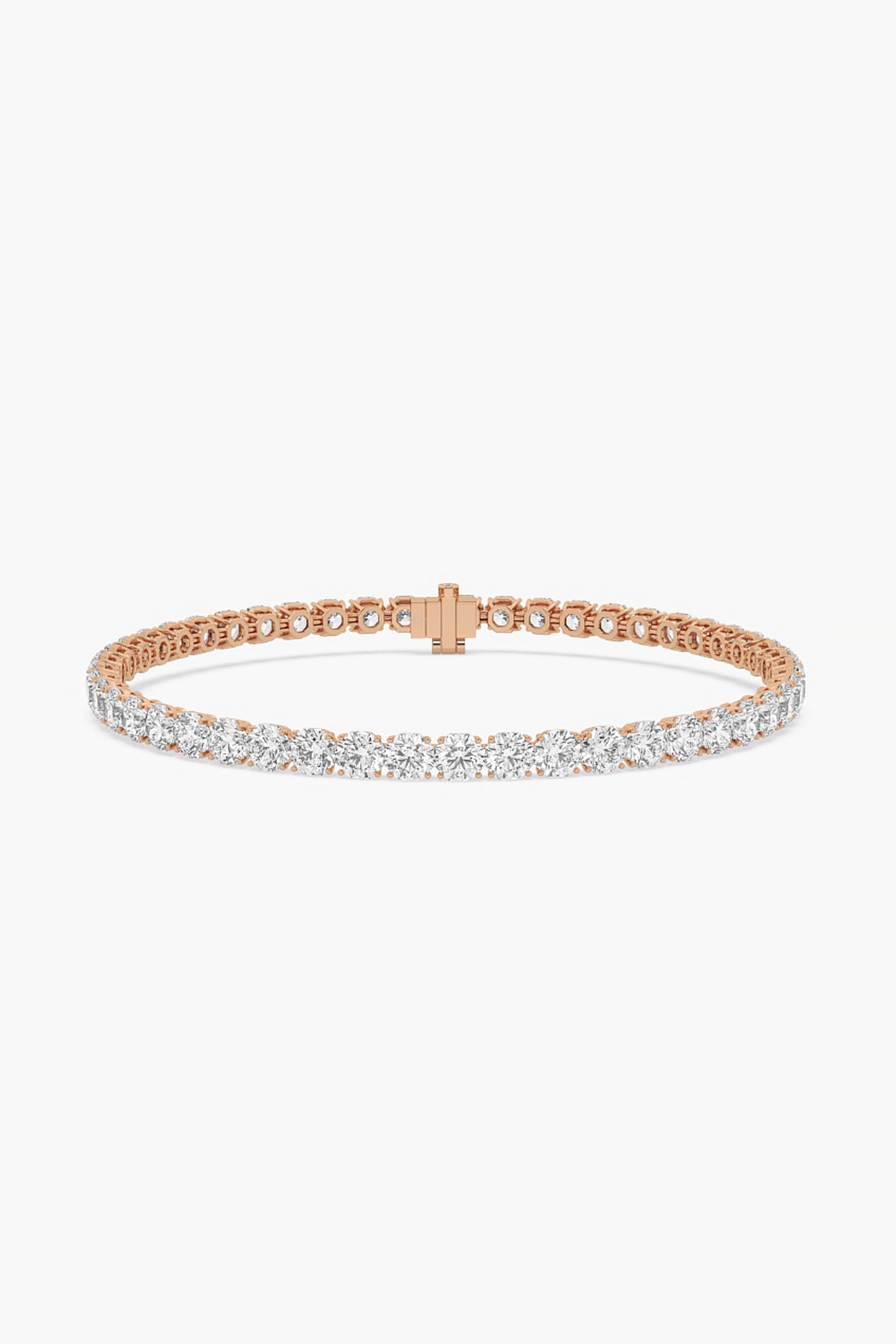14kt Rose Gold Finish Lab Grown Round Cut Diamond Tennis Bracelet