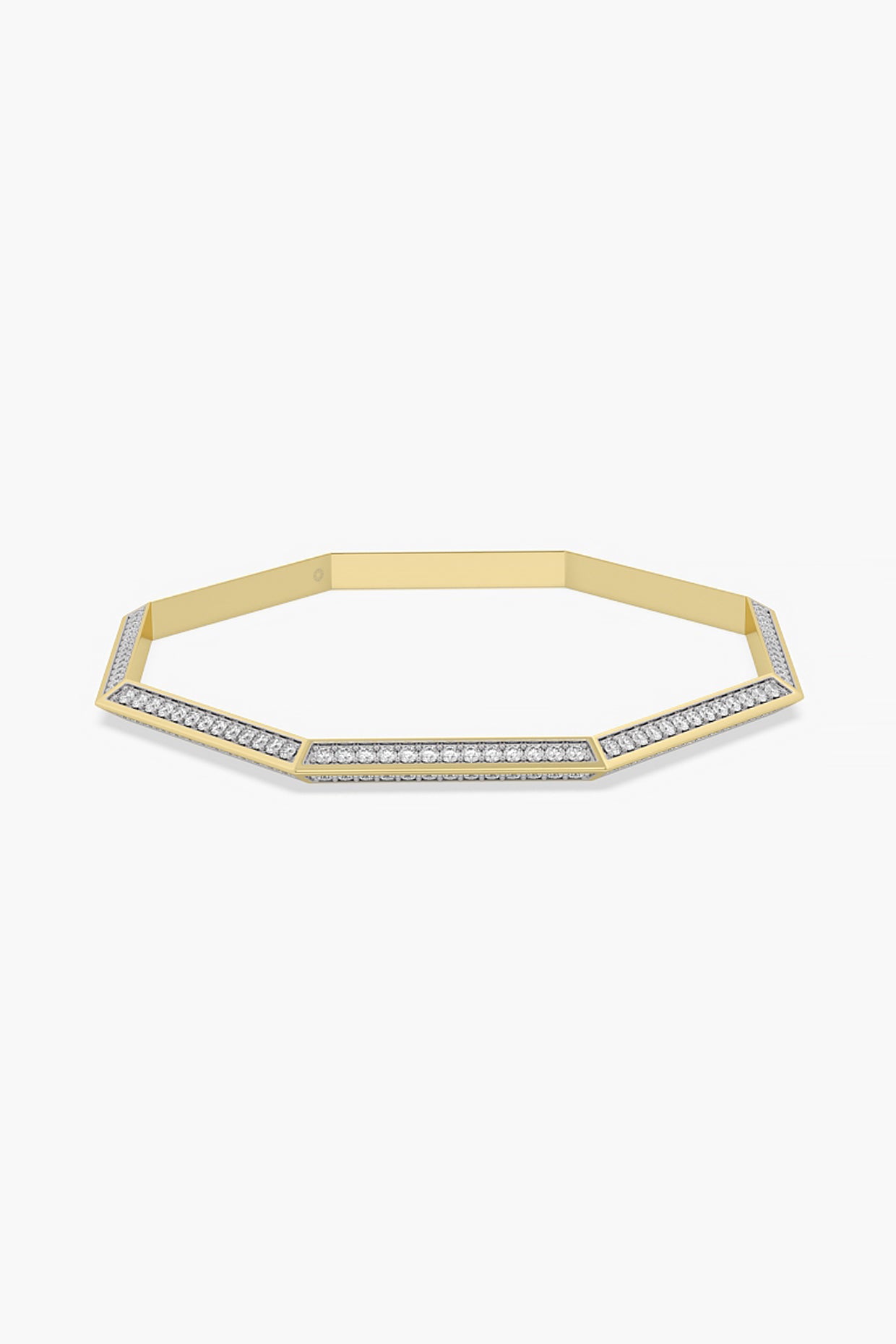 14kt Yellow Gold Finish Lab Grown Round-Cut Diamond Bangle
