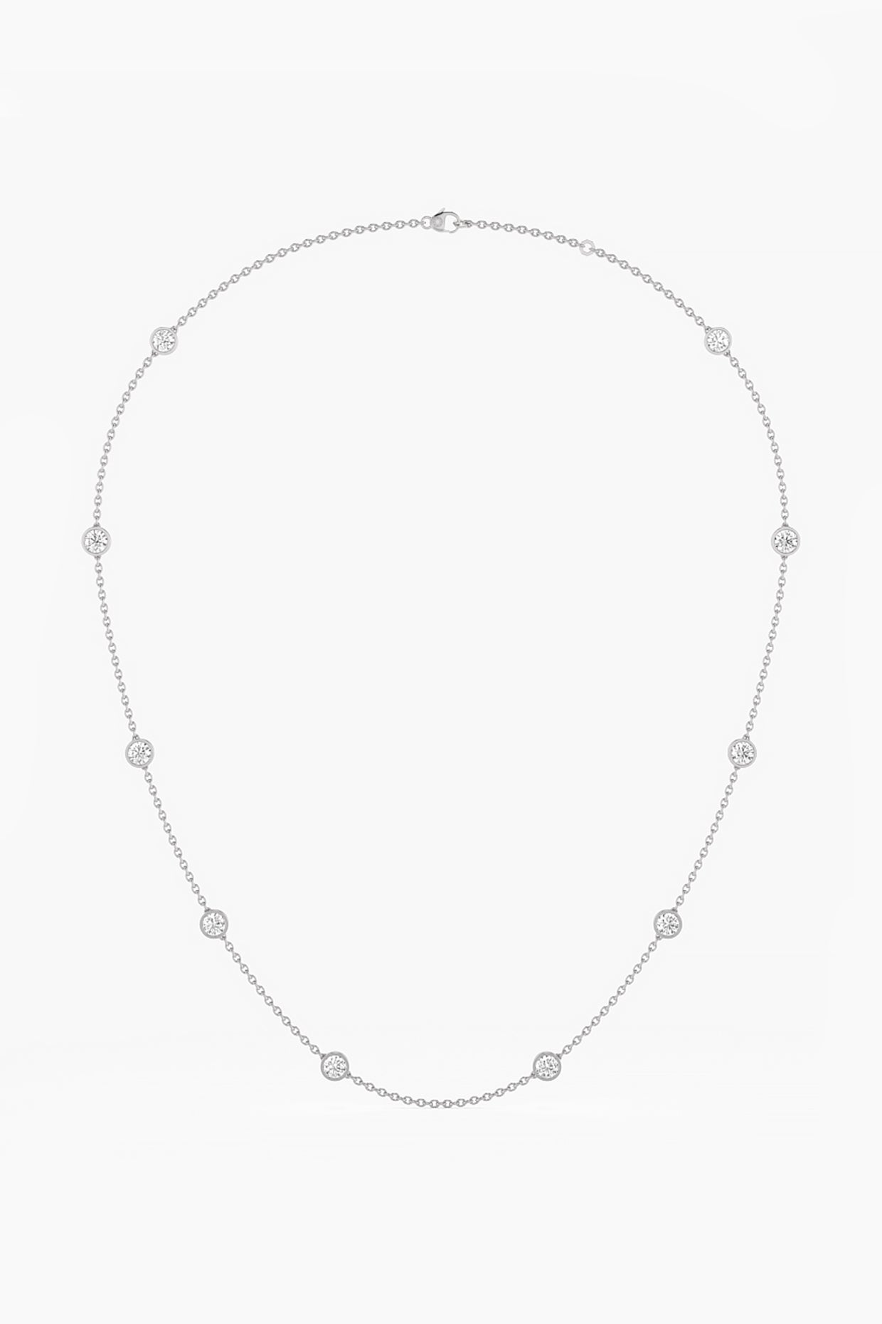 14kt White Gold Finish Lab Grown Round-Cut Diamond Necklace