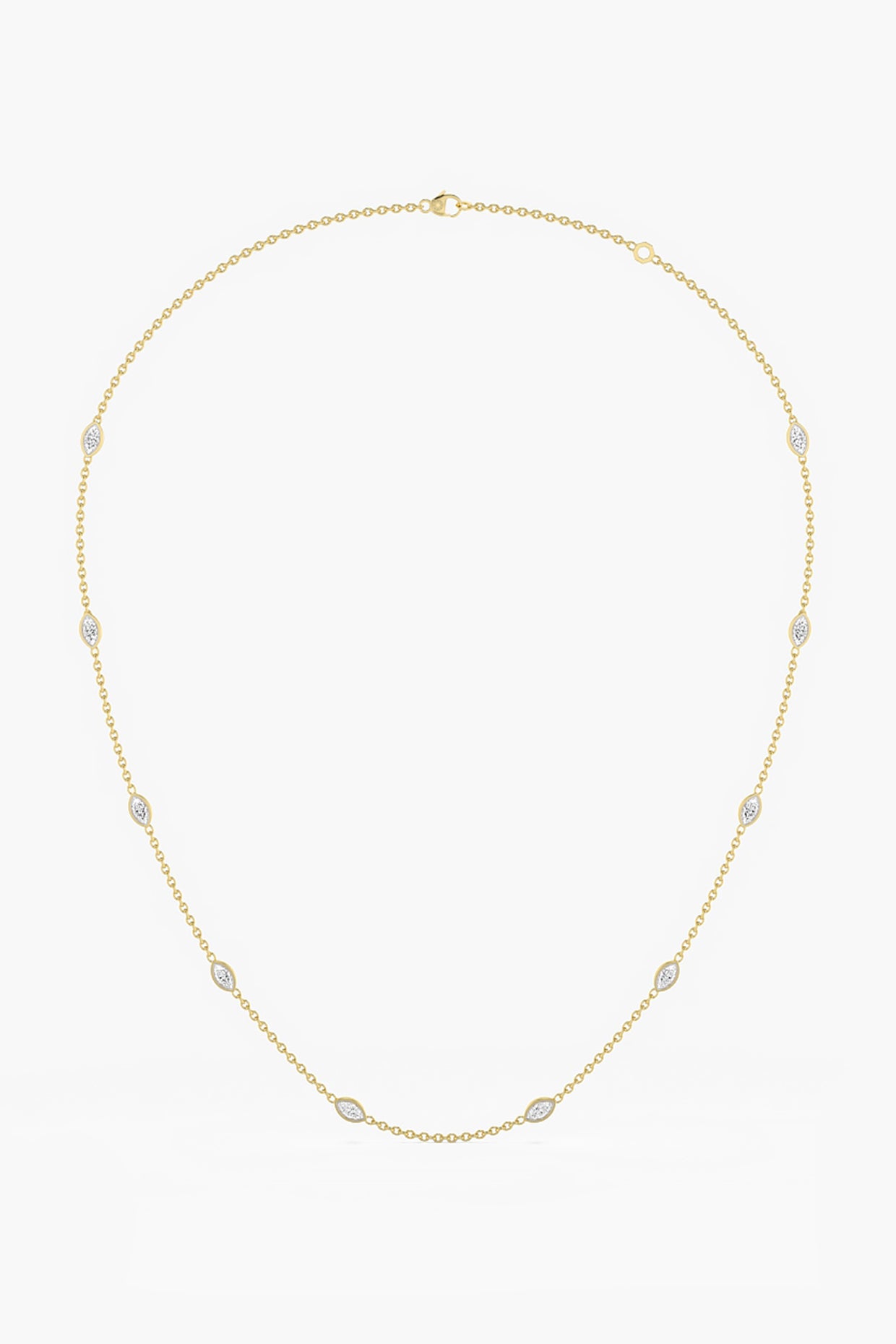 14kt Yellow Gold Finish Lab Grown Marquise-Cut Diamond Necklace