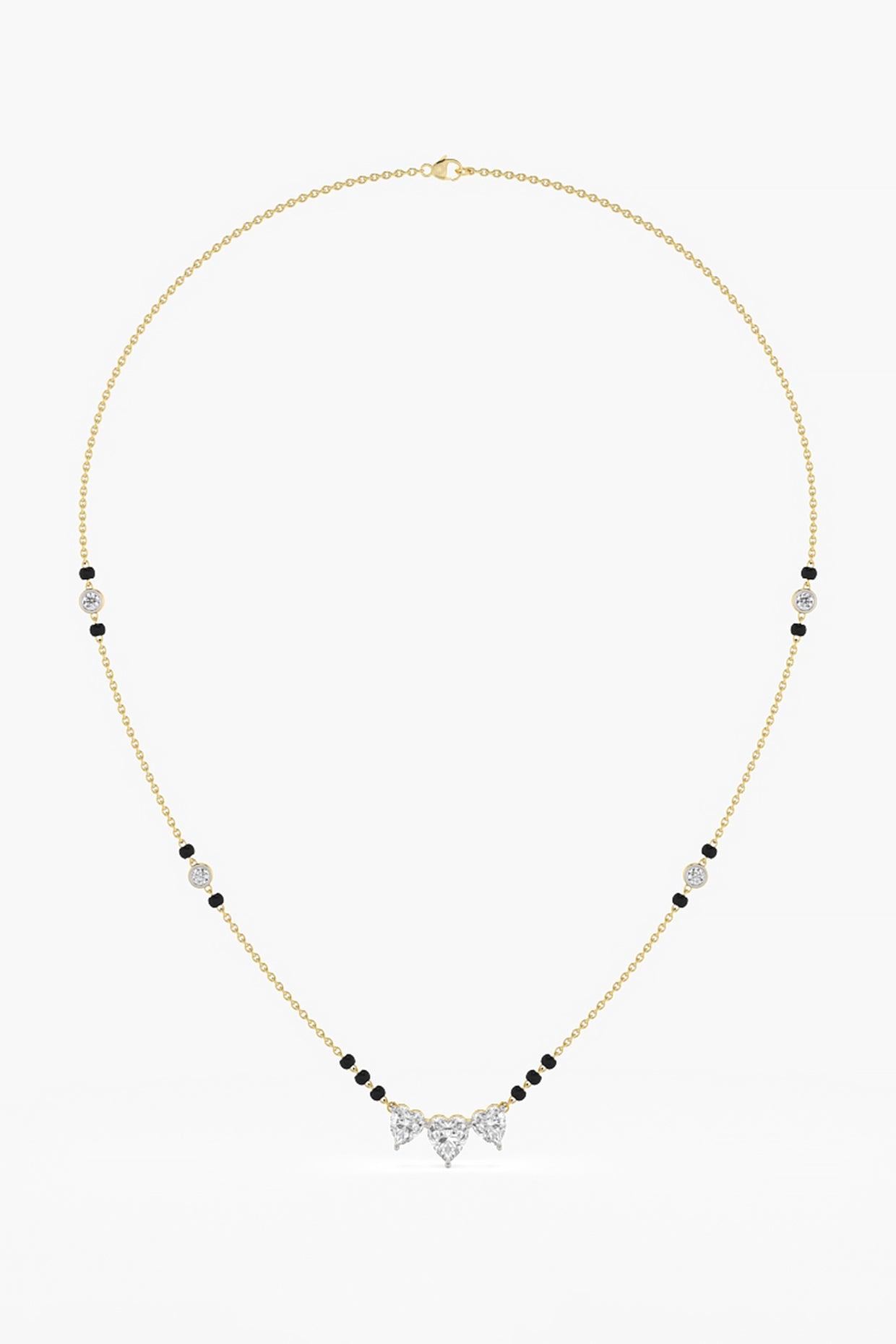 14kt Yellow Gold Finish Lab Grown Heart & Round-Cut Diamond Necklace