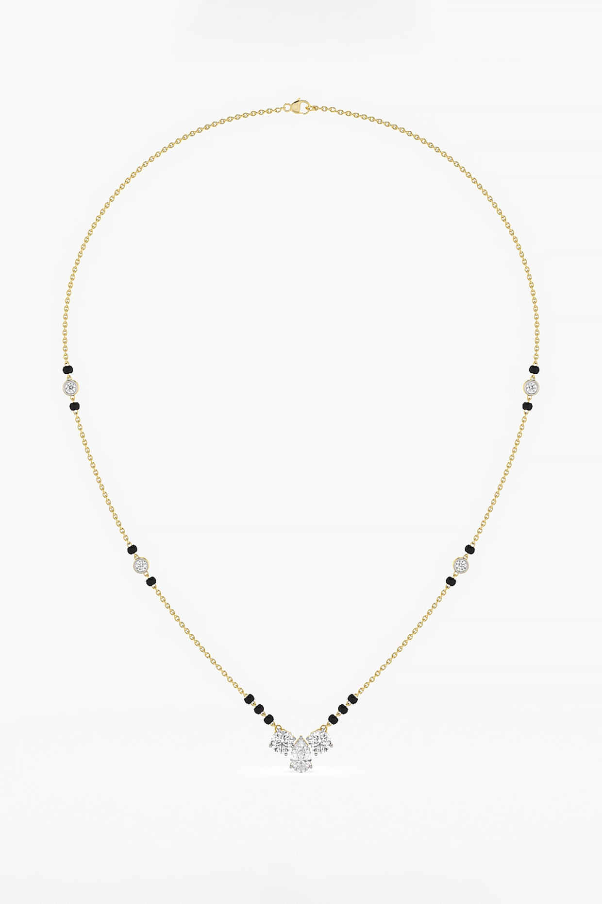 14kt Yellow Gold Finish Lab Grown Pear & Round-Cut Diamond Necklace