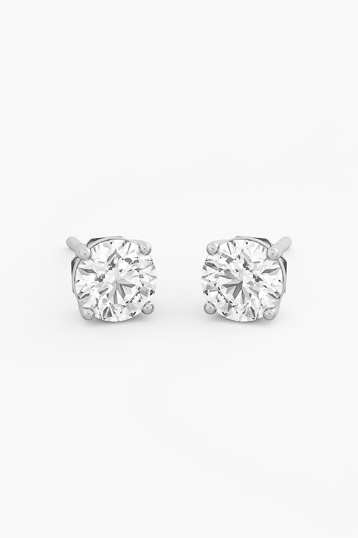 14kt White Gold Finish Lab Grown Round-Cut Diamond Stud Earrings