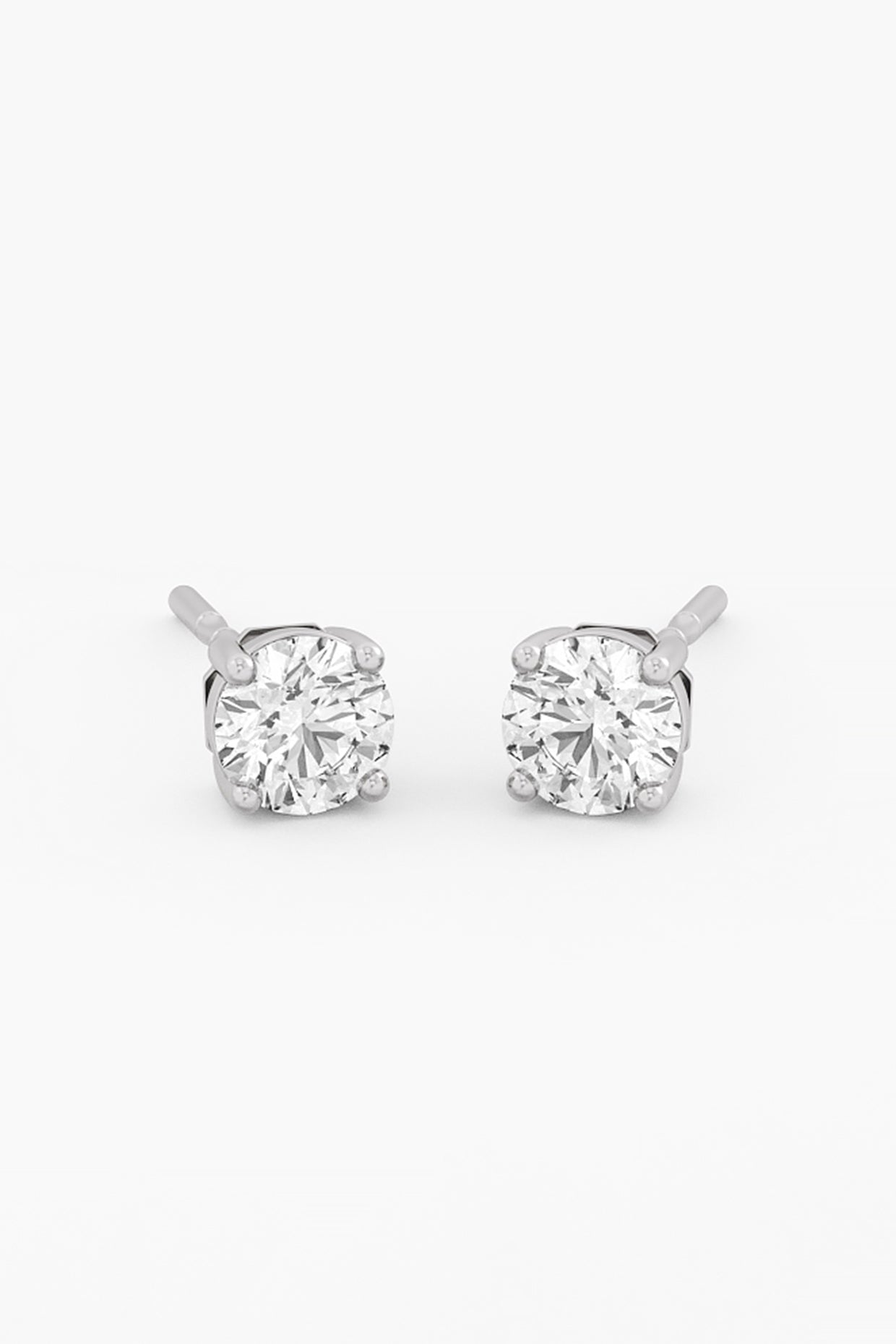 14kt White Gold Finish Lab Grown Round-Cut Diamond Stud Earrings