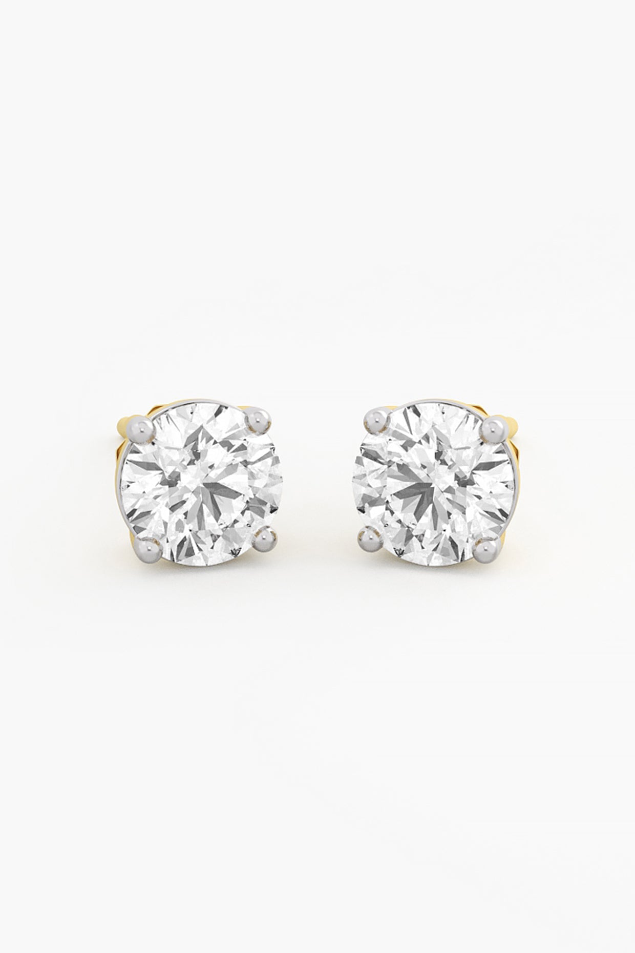 14kt Yellow Gold Finish Lab Grown Round-Cut Diamond Stud Earrings