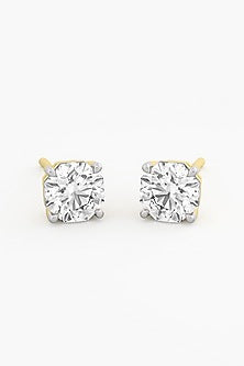 14kt Yellow Gold Finish Lab Grown Ashth-Cut Diamond Stud Earrings